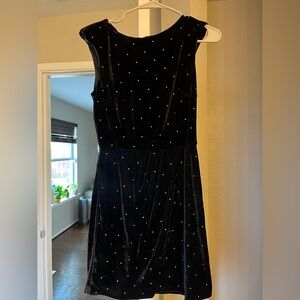 Zara Black Velvet Midi Dress with Rhinestone Details